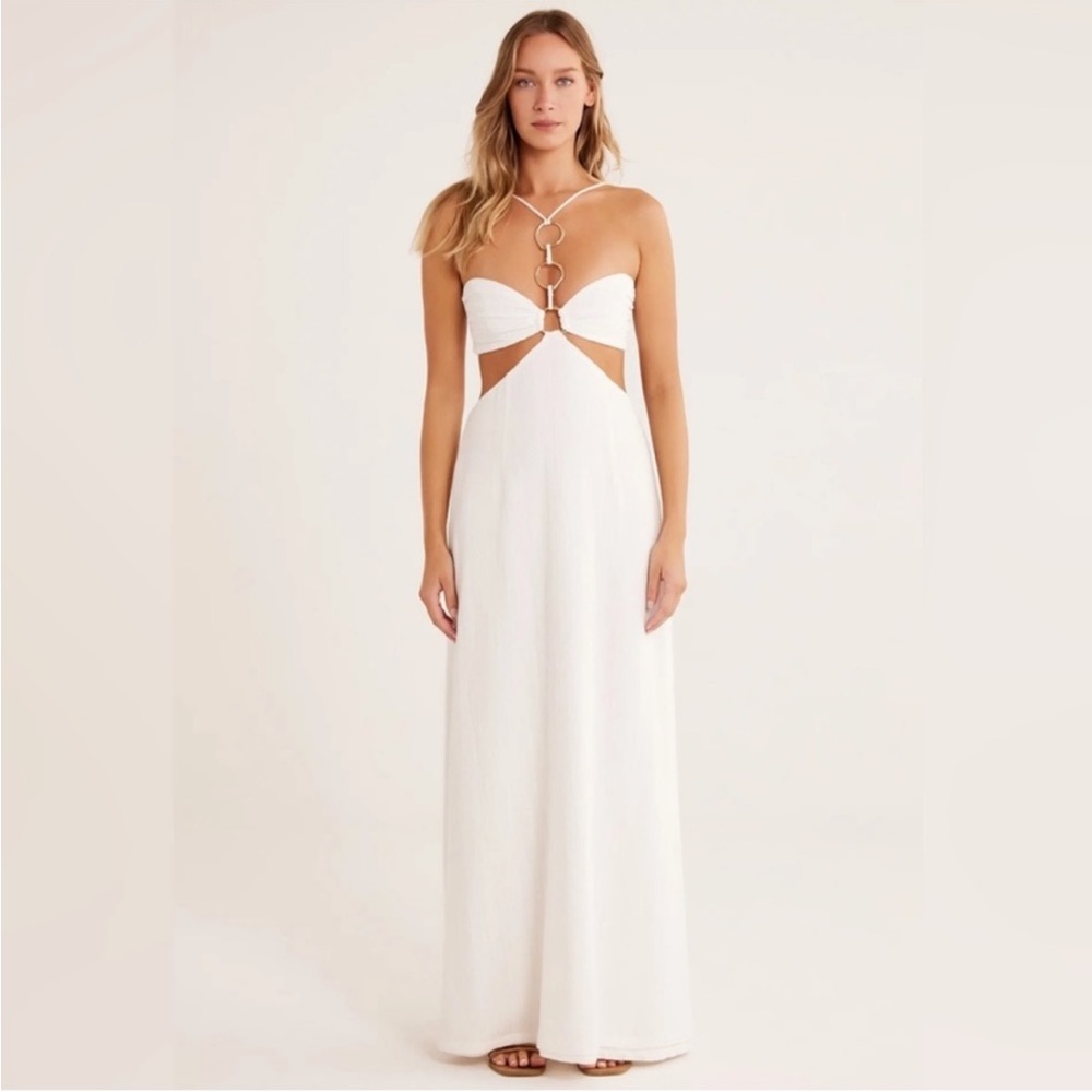 RUMER white maxi dress size S